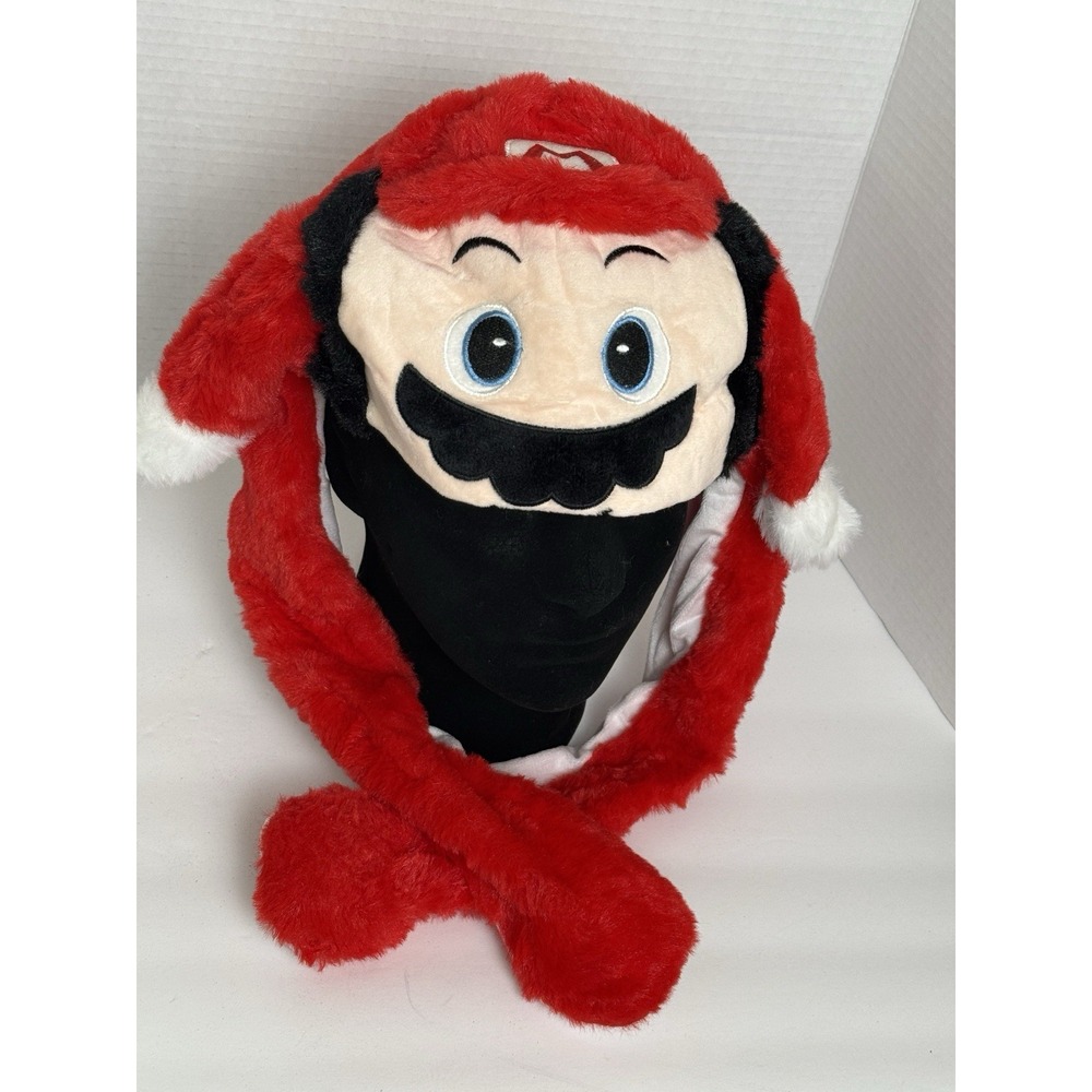 Mario Bros Moving Ear Hat Plush Red Floppy Trapper Hat Kids One Size